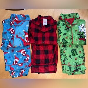 Boys Christmas Kids Pajama lot size S 6/7 Spider-Man Minecraft buffalo plaid